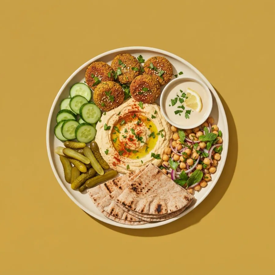 Mezze with falafel and pickles