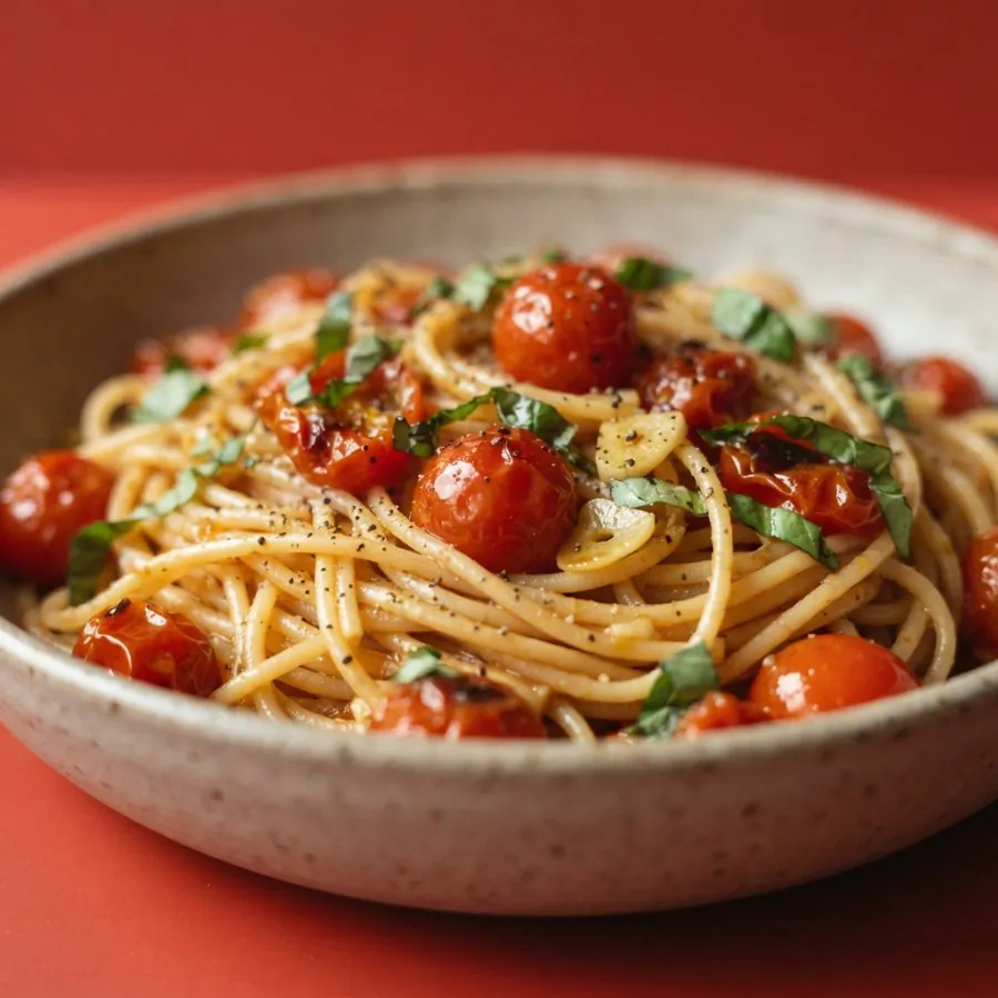 Espaguete com tomate-cereja e manjericão, foto 2