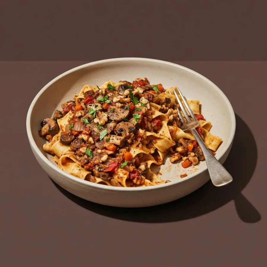 Ragu de cogumelo e nozes com macarrão, foto 3
