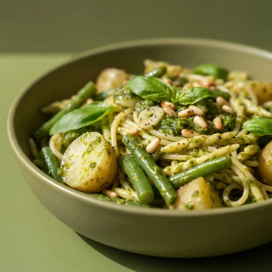 Pâtes au pesto, haricots verts et pommes de terre, photo 2