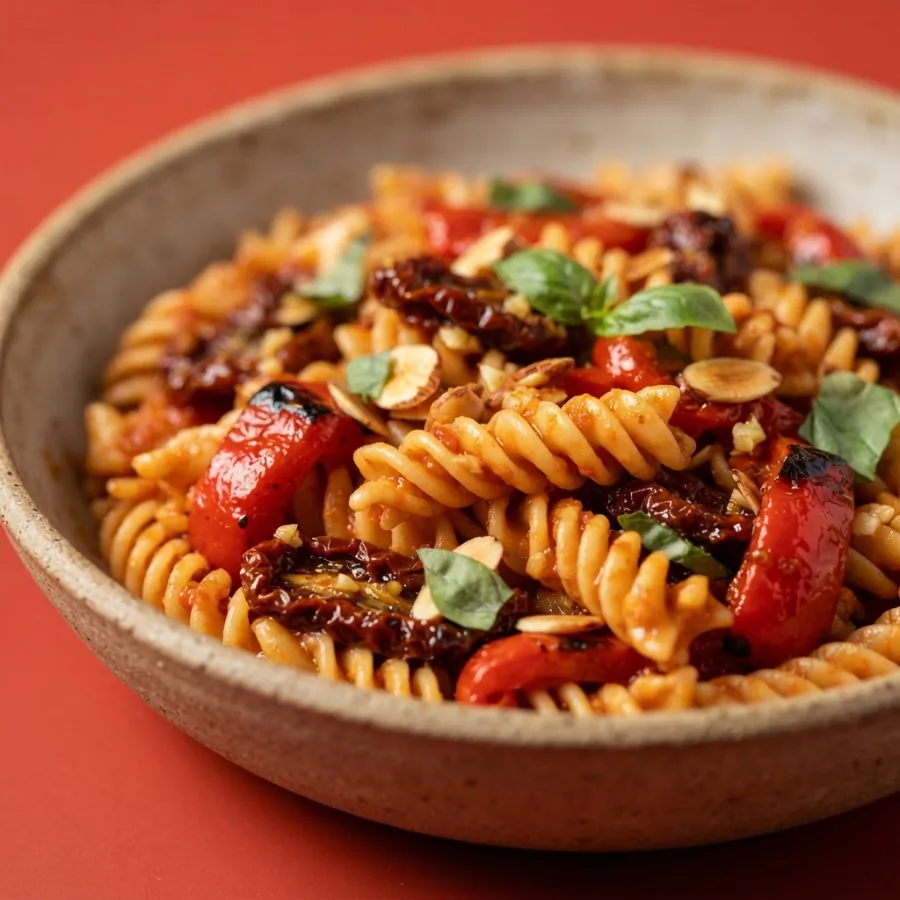 Pasta con pimientos asados y tomates secos, foto 2