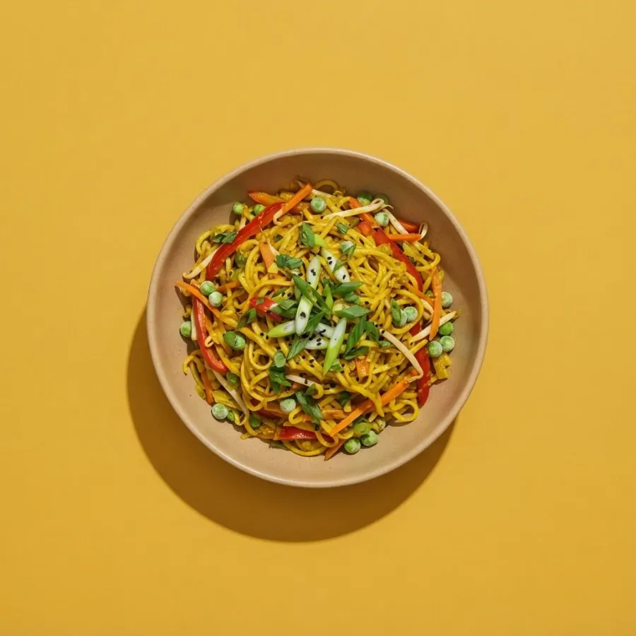 Nouilles de riz au curry et aux légumes