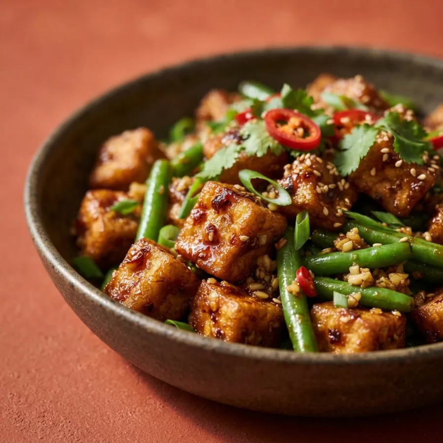 Tofu croustillant au piment et aux haricots verts, photo 2