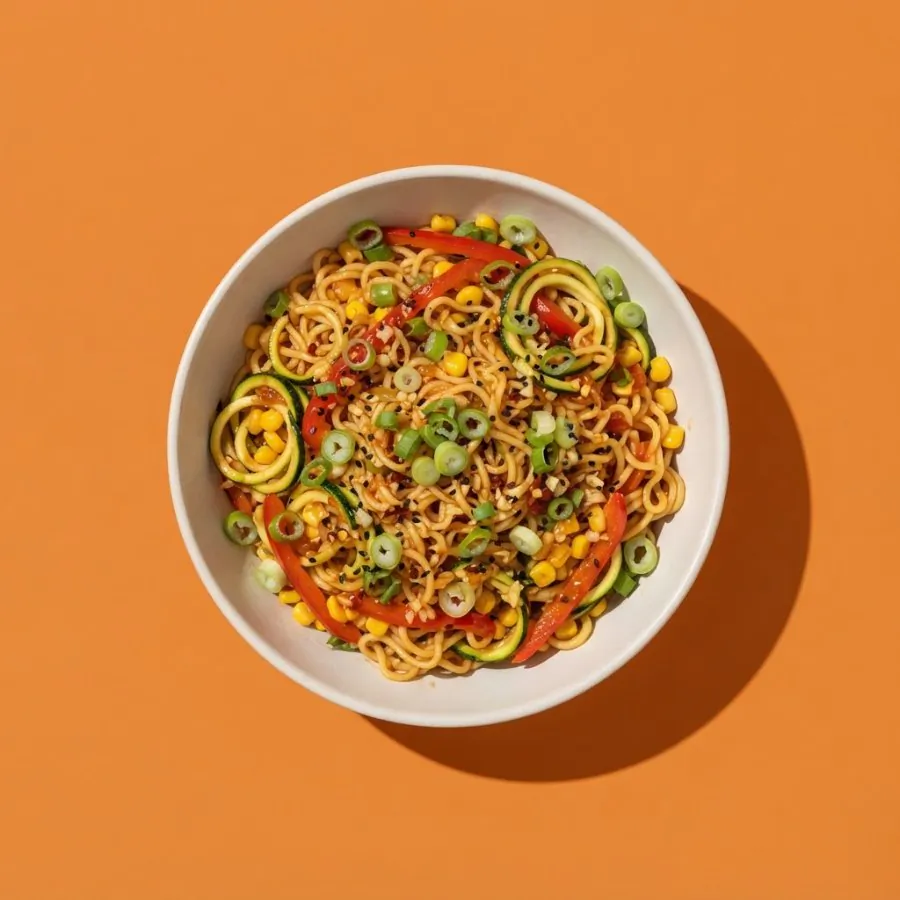 Nouilles à la courgette et à la sauce chili douce