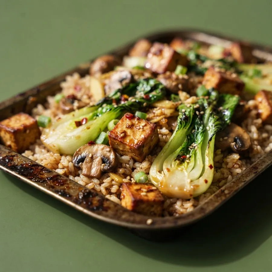 Teglia di tofu alla soia e zenzero con pak choi, foto 2