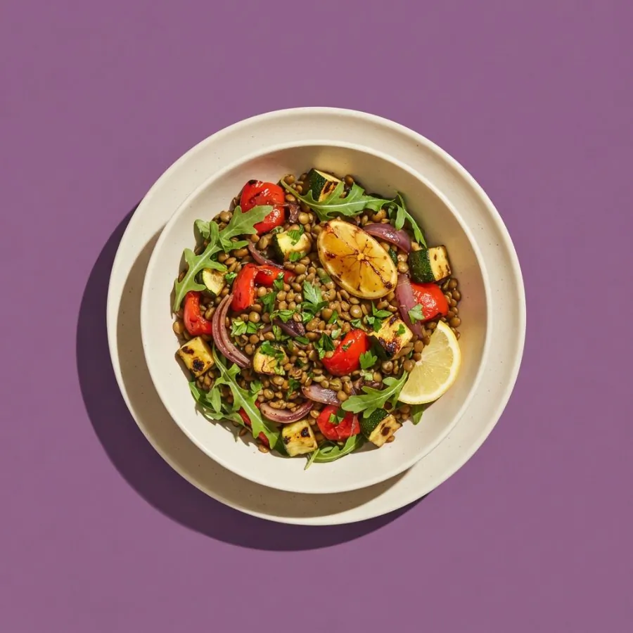 Lentil and roast veg salad
