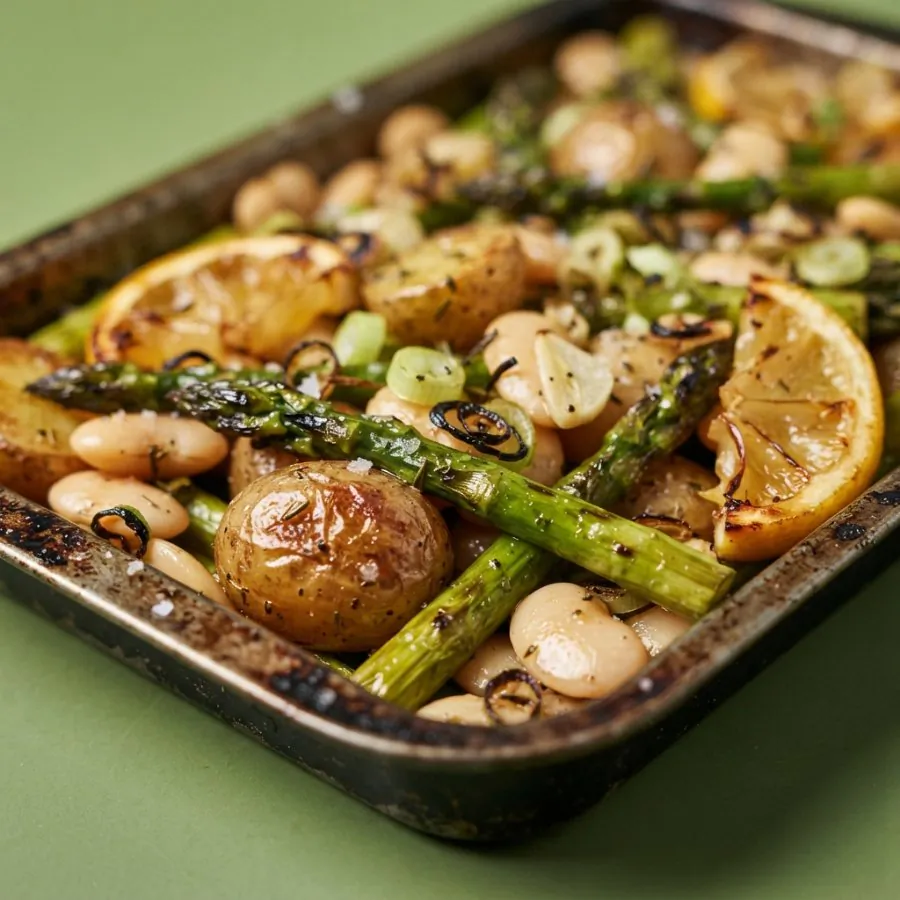 Asperges, pommes de terre et haricots de Lima rôtis au four, photo 2