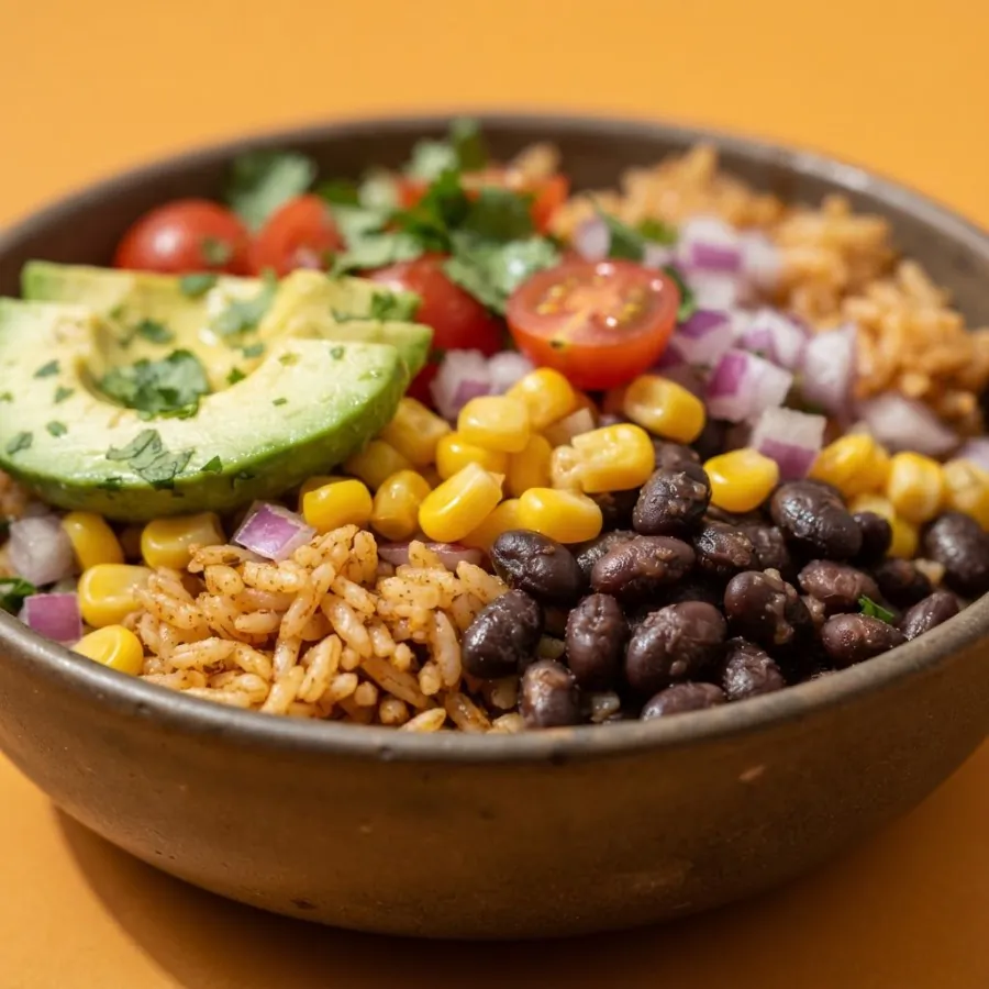 Burrito bowl de feijão-preto e milho, foto 2