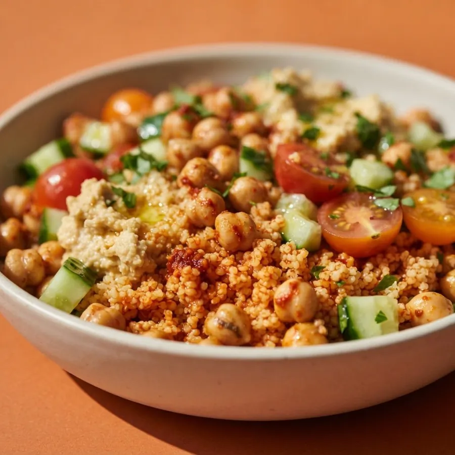 Bol de cuscús con garbanzos a la harissa, foto 2