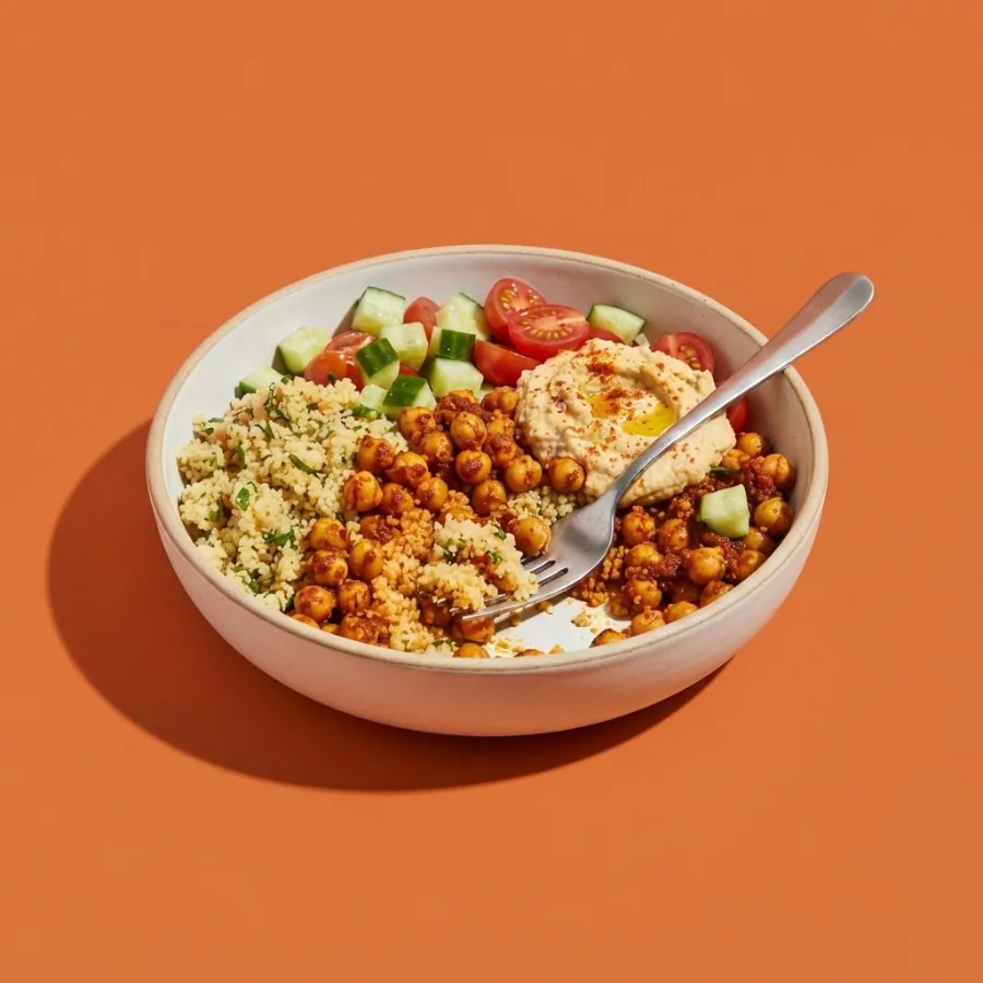 Bol de cuscús con garbanzos a la harissa, foto 3
