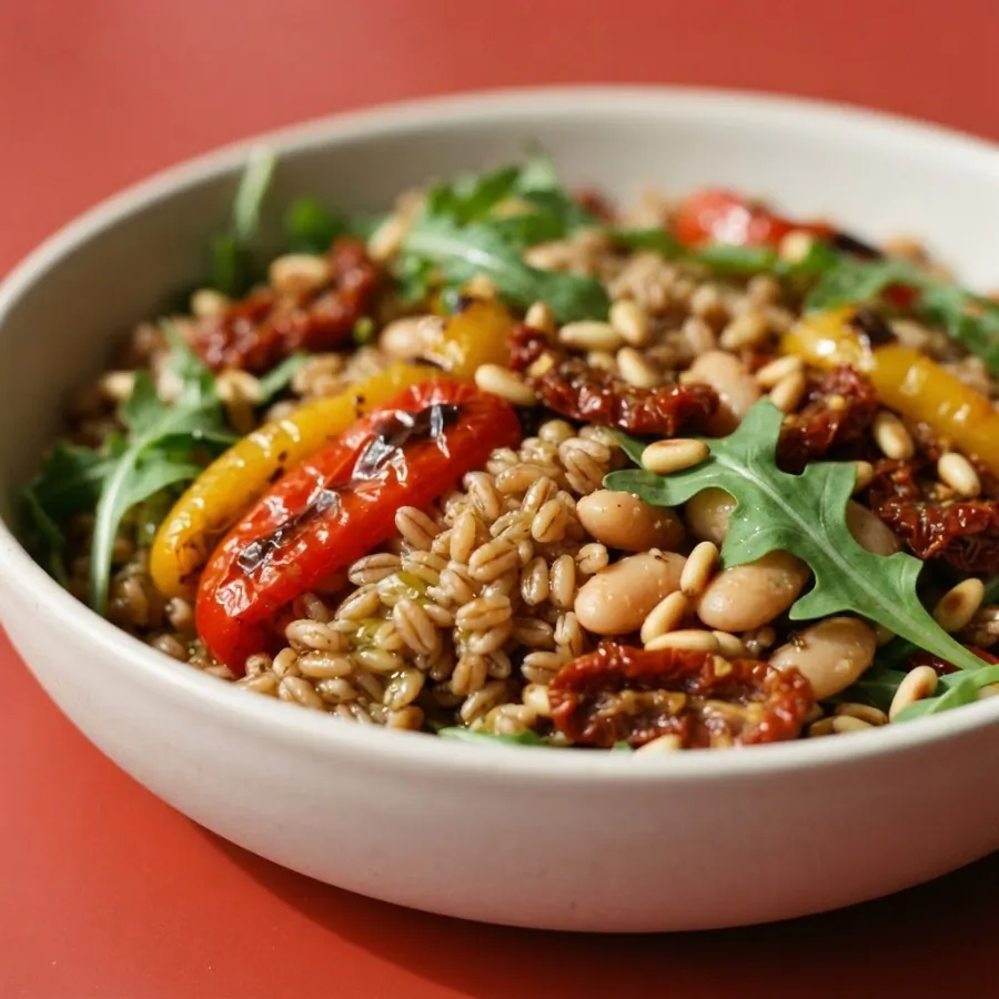 Bowl de farro com pimentão assado e feijão-branco, foto 2