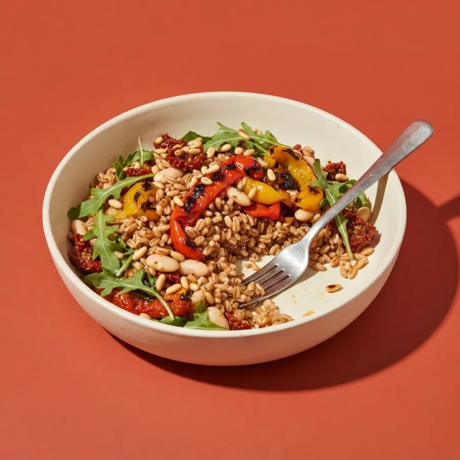 Bowl de farro com pimentão assado e feijão-branco, foto 3