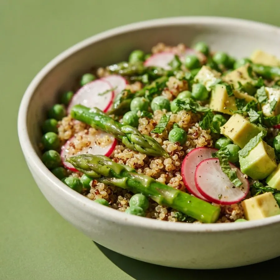 Spring quinoa bowl with asparagus and peas, photo 2
