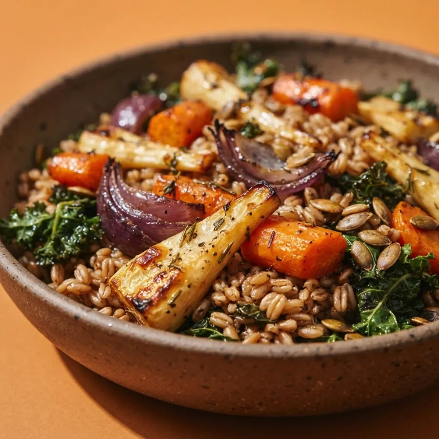 Roast root vegetable and farro bowl, photo 2