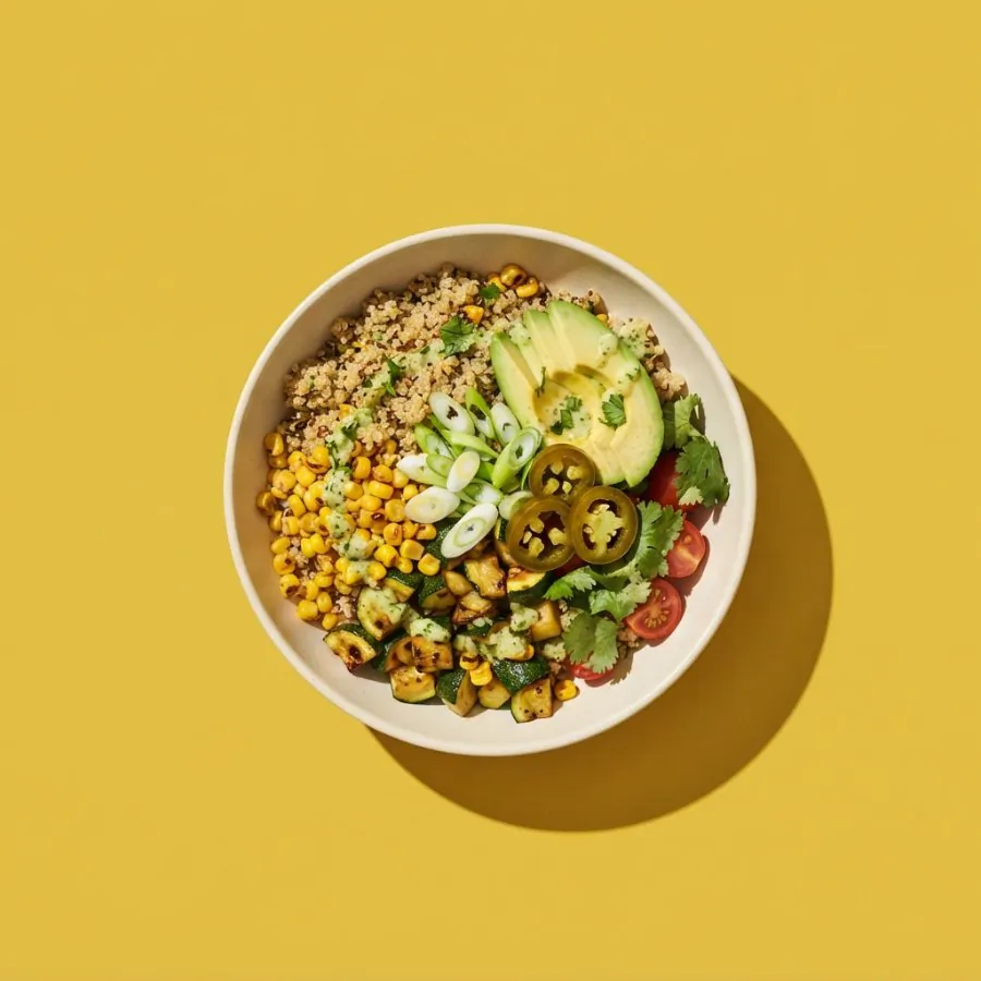 Quinoa-Bowl mit Zucchini und Mais