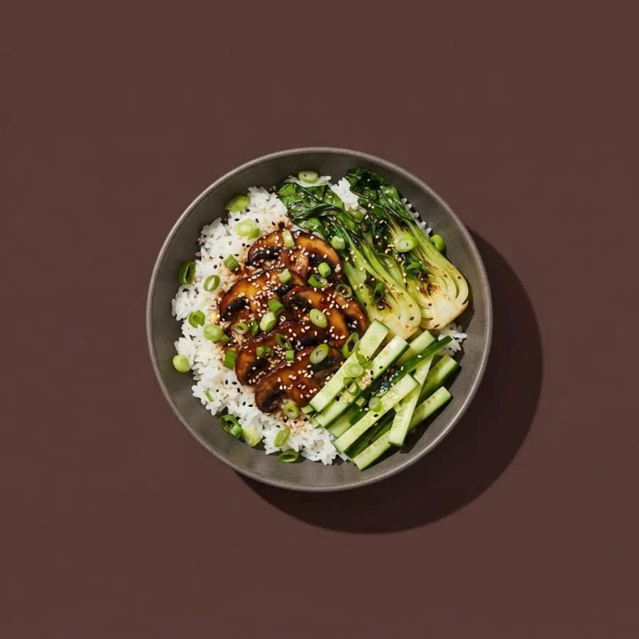 Reisbowl mit Hoisin-Portobello