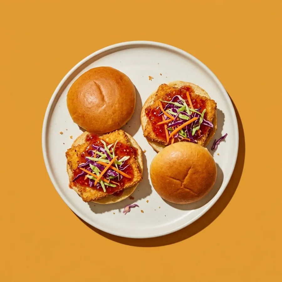 Crispy tofu buns with sweet chilli slaw