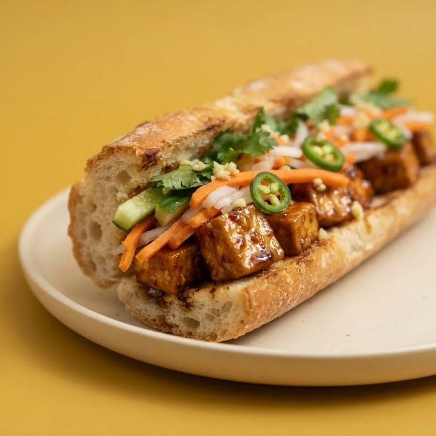 Baguettes au tofu laqué et carotte marinée, photo 2