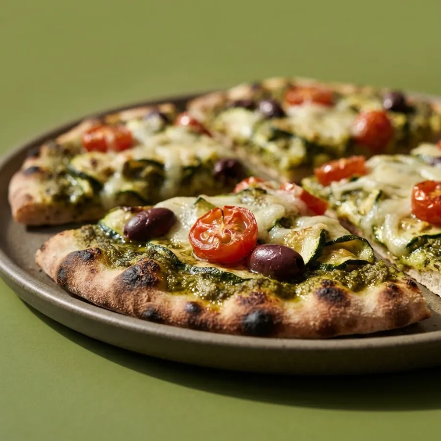 Fladenbrot-Pizza mit Zucchini und Pesto, Foto 2
