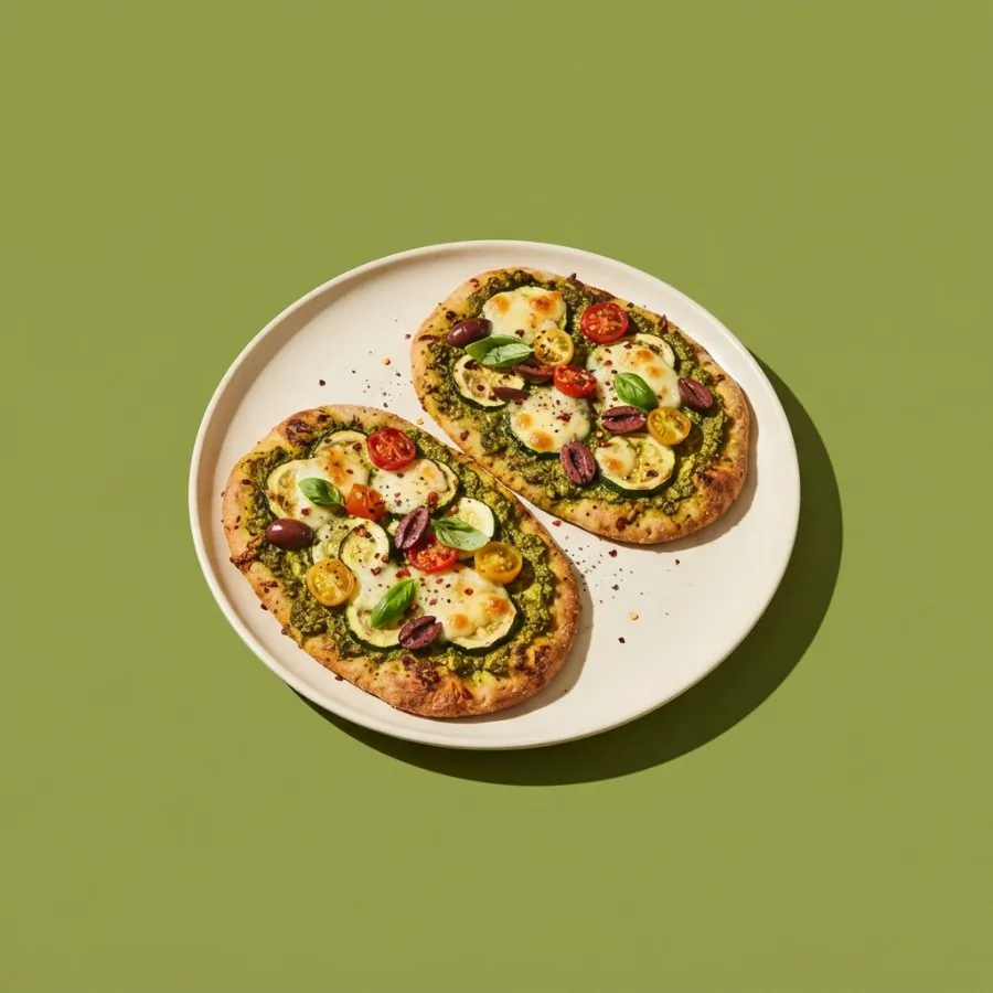 Fladenbrot-Pizza mit Zucchini und Pesto