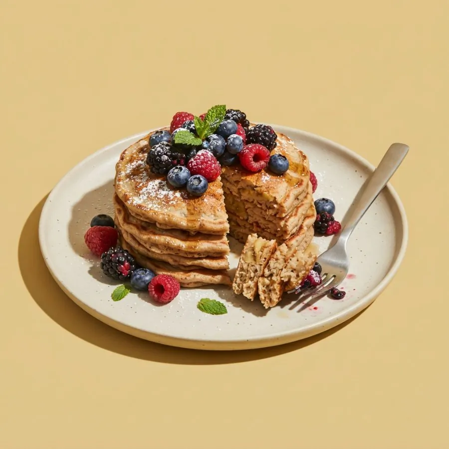 Panquecas de banana com frutas vermelhas, foto 3