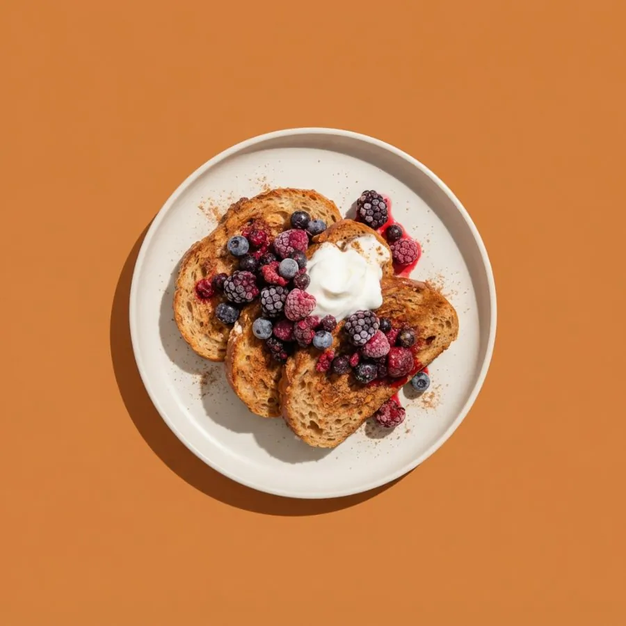 Torrijas de canela con frutos rojos