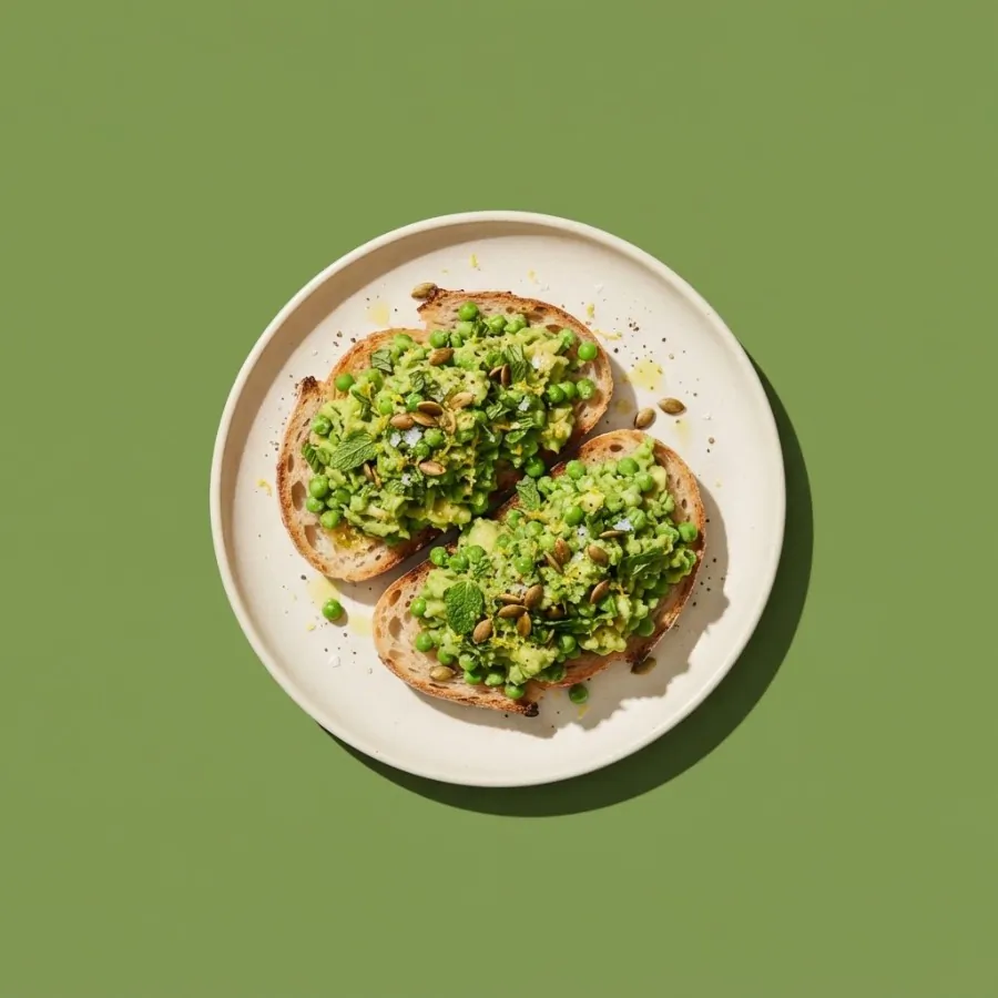 Smashed peas and avocado on toast