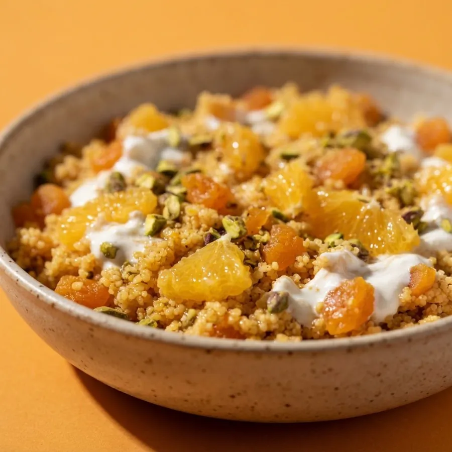 Cuscús de desayuno con naranja y orejones, foto 2
