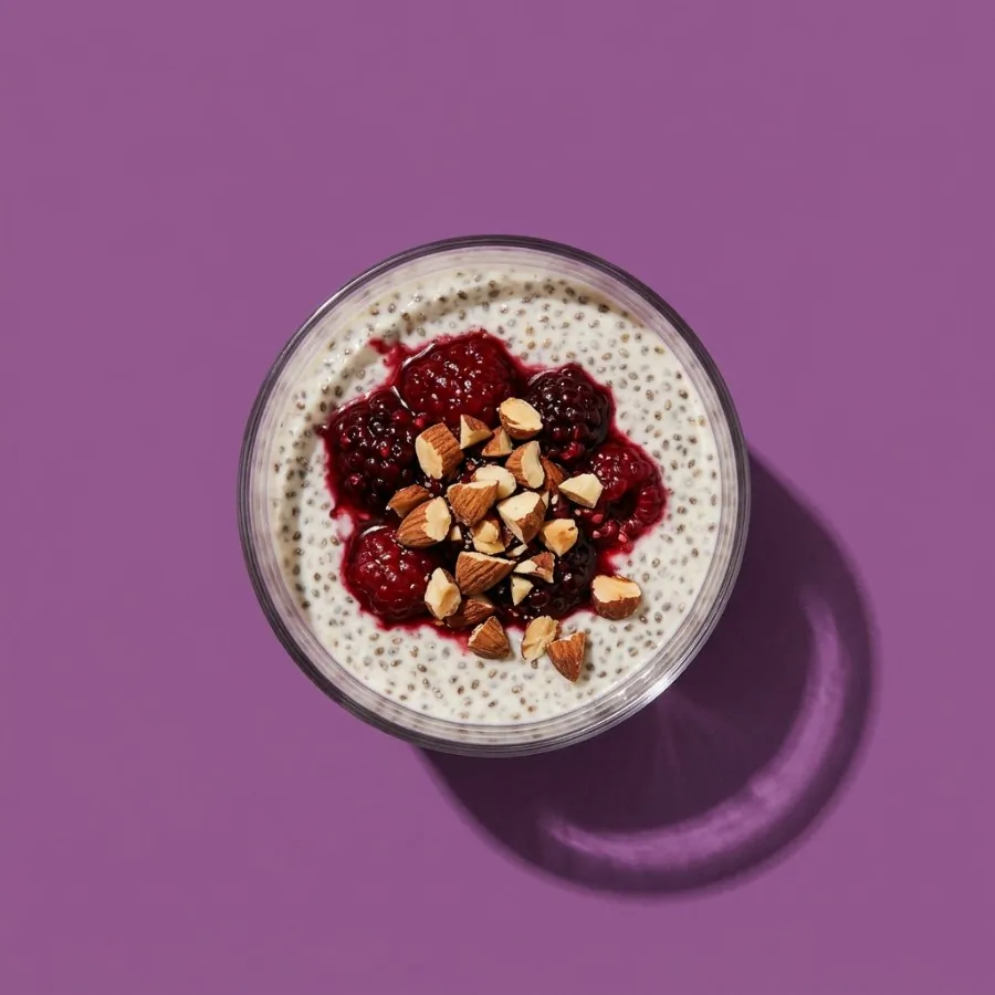 Pots de chia au yaourt au coco et aux fruits rouges