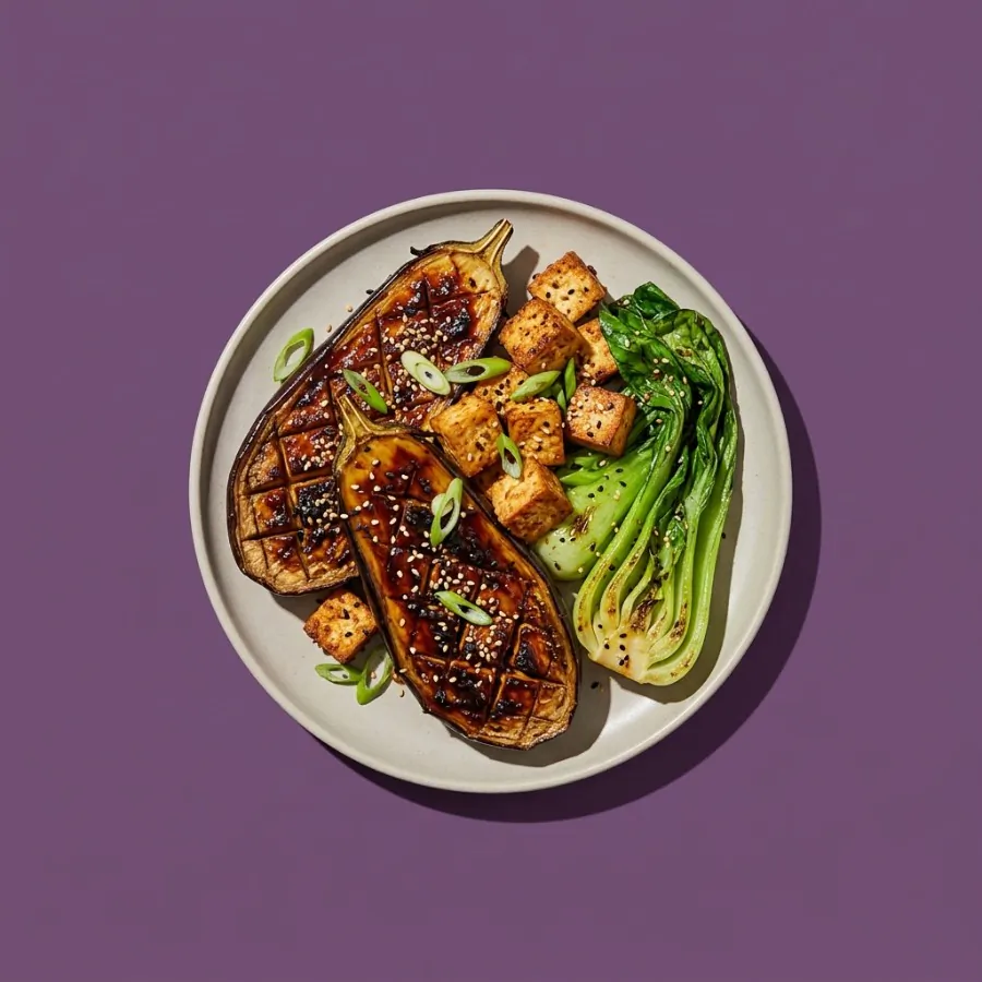Miso-Aubergine mit Sesam-Pak-Choi