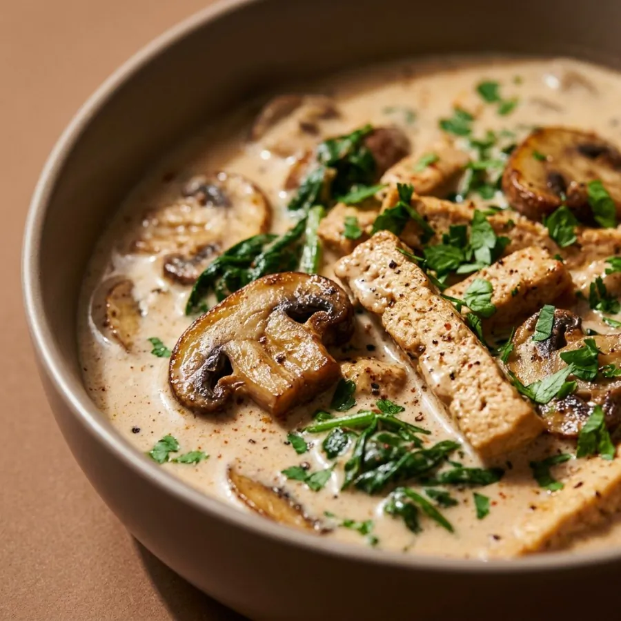 Stroganoff cremoso di funghi e tofu, foto 2