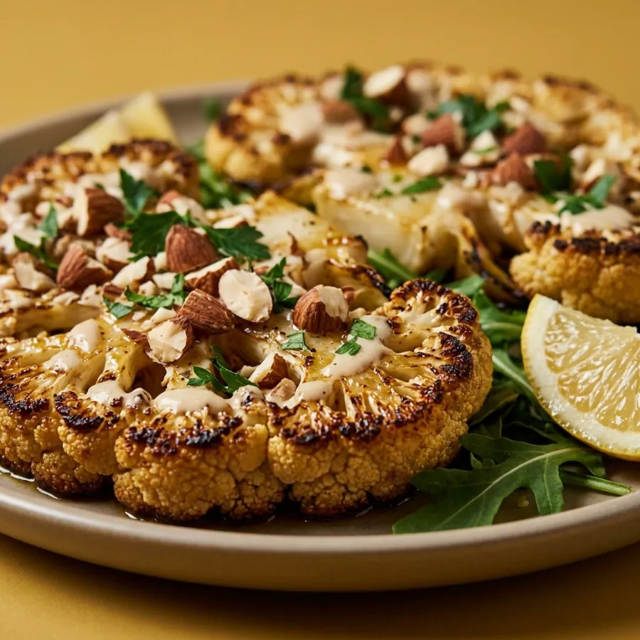 Roast cauliflower steaks with tahini and almonds, photo 2