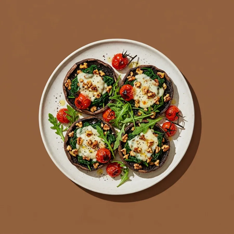 Funghi portobello ripieni di noci e spinaci