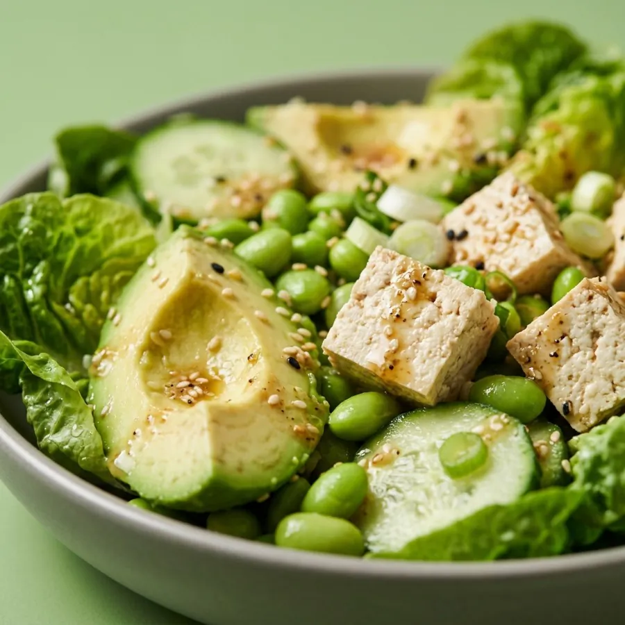 Avocado, tofu and edamame salad with sesame dressing, photo 2