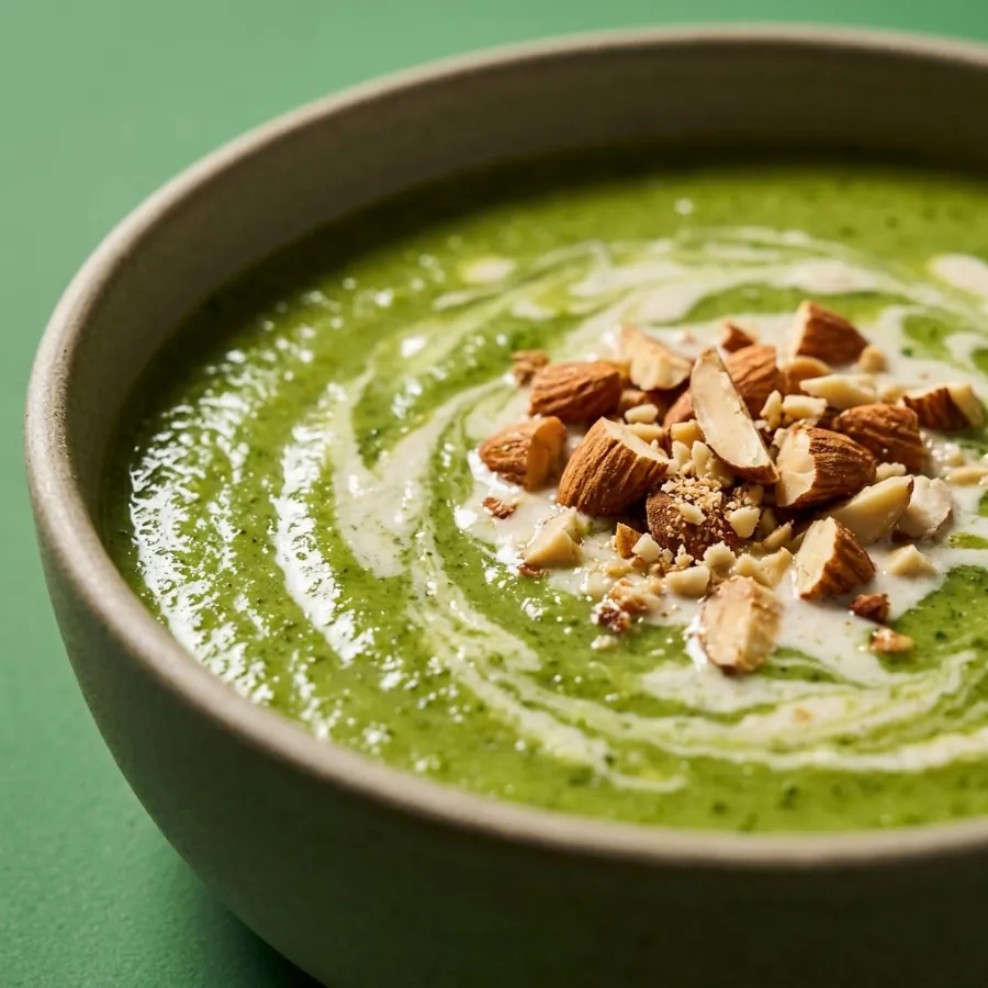Broccoli and spinach soup with toasted almonds, photo 2