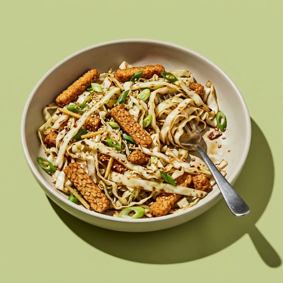 Cabbage noodle stir-fry with tempeh and ginger, photo 3