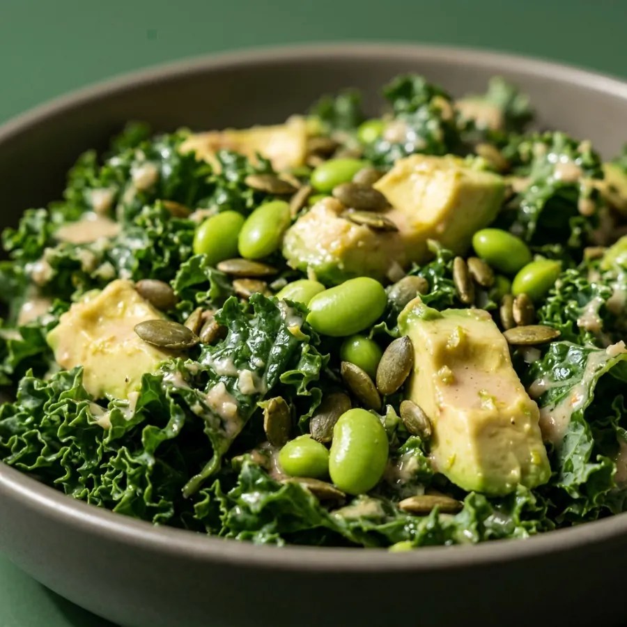 Kale, avocado and edamame salad with lemon tahini, photo 2