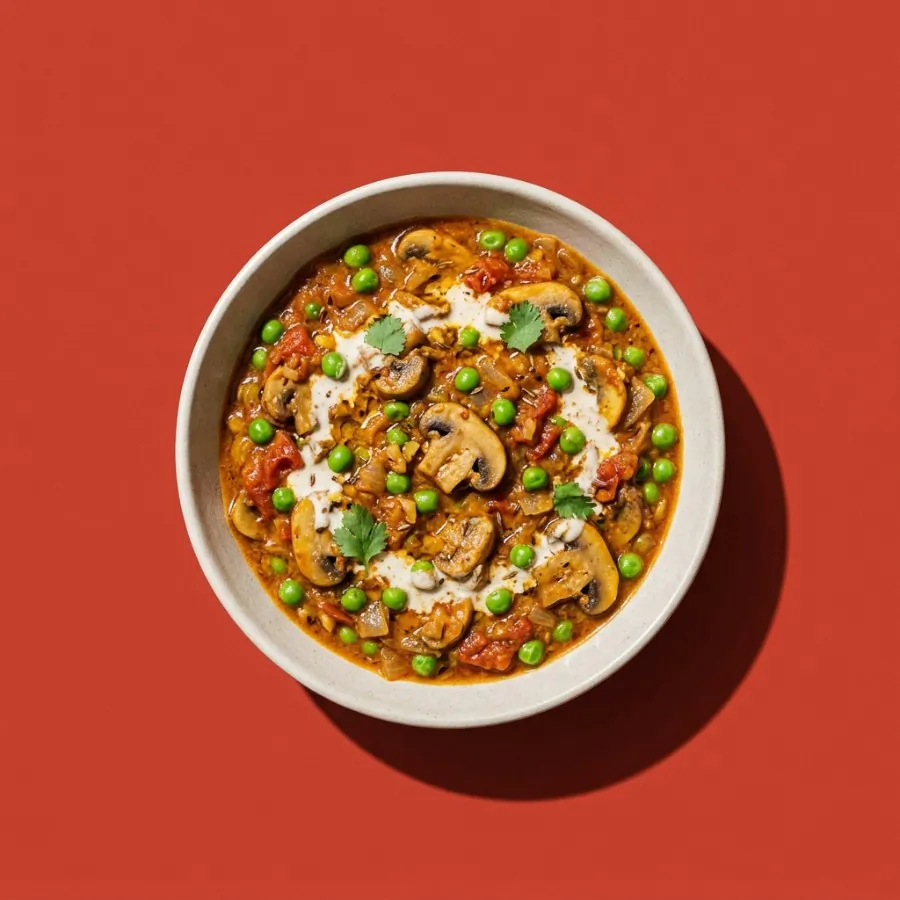 Matar de champiñones y guisantes