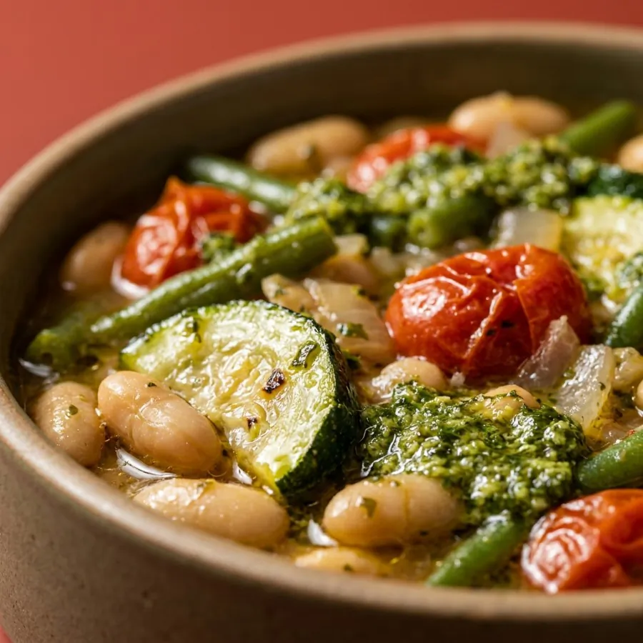 Summer courgette and bean stew with pesto, photo 2