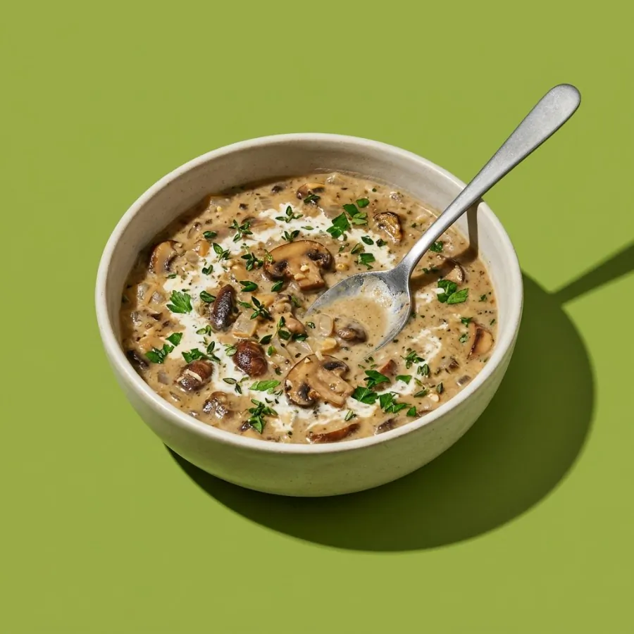Sopa cremosa de cogumelos com tomilho, foto 3
