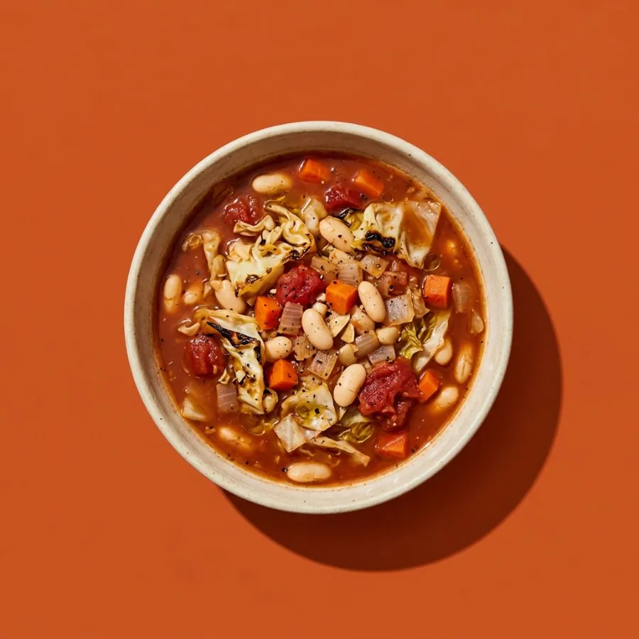 Soupe fumée au chou et aux haricots blancs