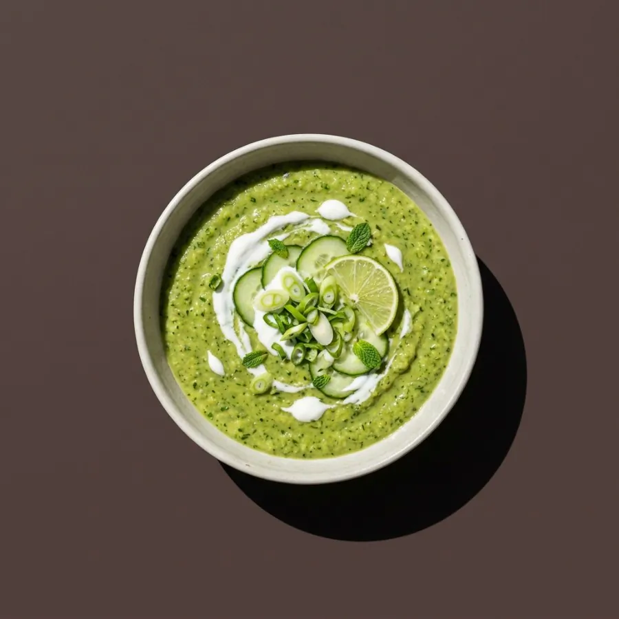 Chilled avocado and cucumber soup