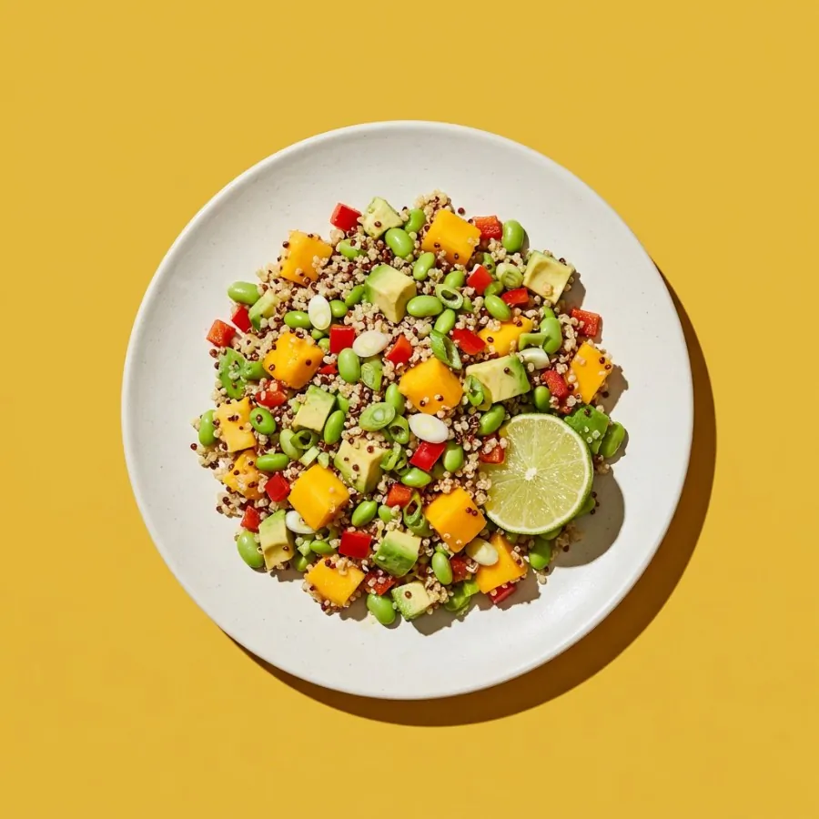 Salada de quinoa, manga e abacate