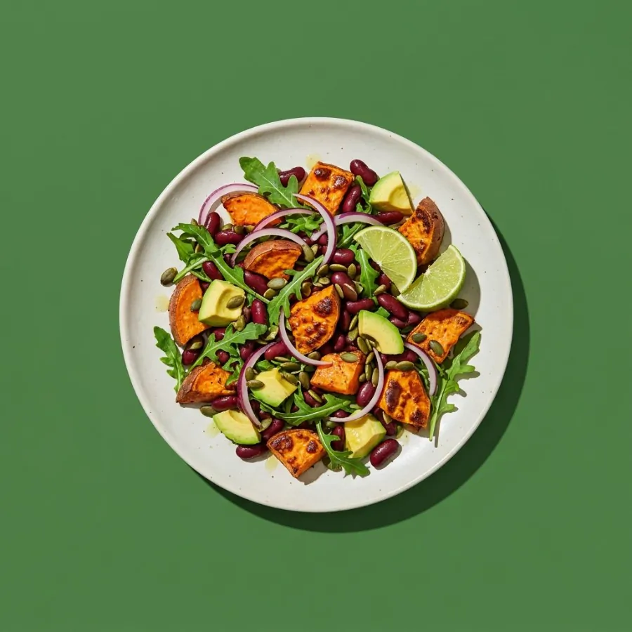 Salada de batata-doce assada e feijão-vermelho com limão