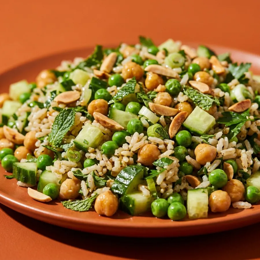 Salade de riz aux herbes, petits pois et amandes, photo 2