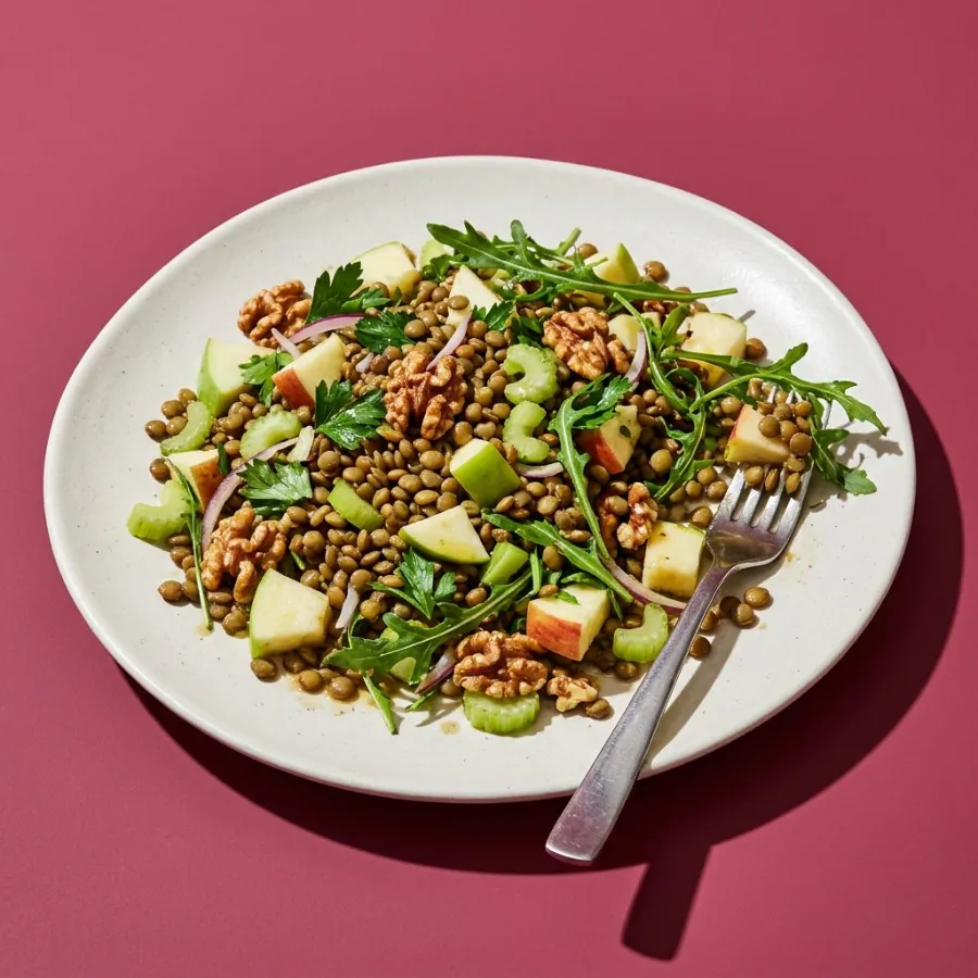 Salada de lentilha, nozes e maçã, foto 3