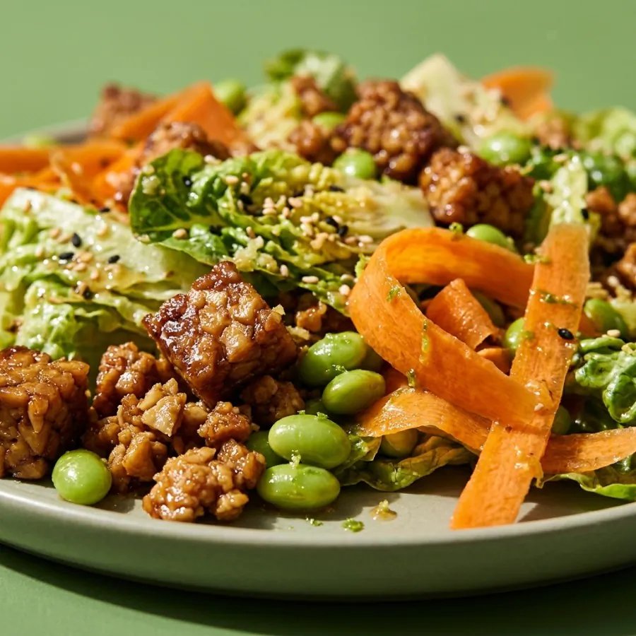 Ensalada de tempeh, edamame y zanahoria con aliño de jengibre, foto 2