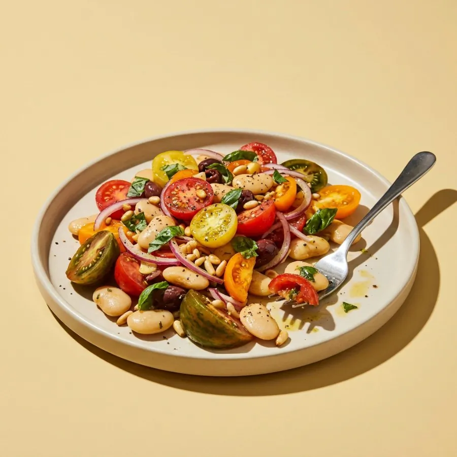 Tomatensalat mit Limabohnen und Basilikum, Foto 3