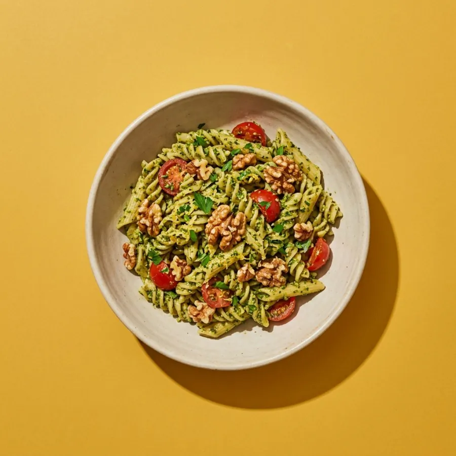 Walnut and parsley pesto pasta