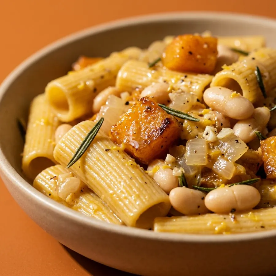 Rigatoni com abóbora, alecrim e feijão-branco, foto 2